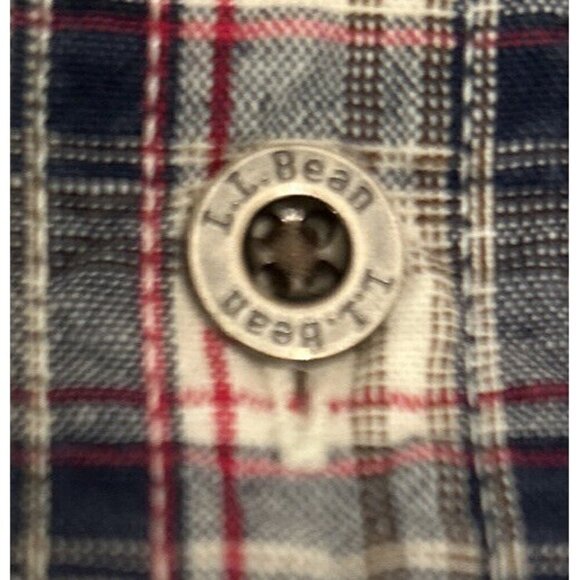 L.L. Bean Mens Button Up Shirt Metal Buttons Plaid 100% Cotton Casual Size Large - Picture 4 of 5